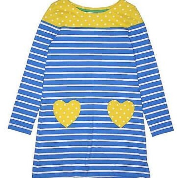 Mini Boden Other - MINI BODEN GIRLS STRIPED DRESS WITH HEART POCKETS